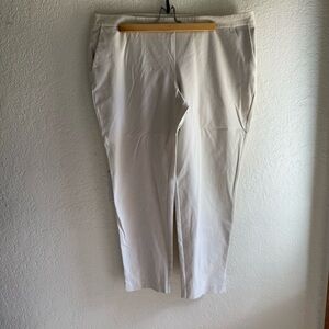 Eileen Fisher Ivory Pull On Pants with Side Zip and Front Slash Pockets Size XL